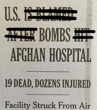 Media Are Blamed as US Bombing of Afghan Hospital Is Covered Up